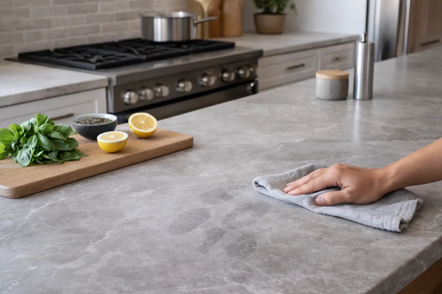 גימור Honed (מט) מחליף את המבריק כבחירה המובילה למטבח. גלו למה הוא יותר פרקטי, מסתיר טביעות ודורש פחות תחזוקה.