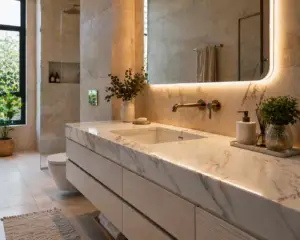 שיש לחדר אמבטיה – איך בוחרים חומר שעומד בלחות, מים וחום?