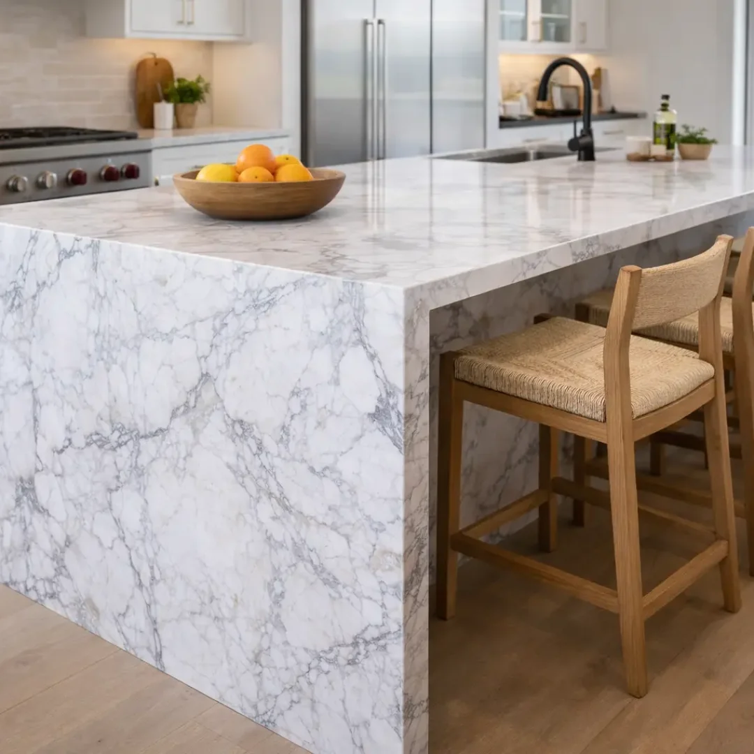 מדריך מלא: טכניקות, מחירים, מתי שווה ומתי עדיף לוותר על שפת מפל (Waterfall Edge) הופכת אי מטבח ליצירת אמנות.